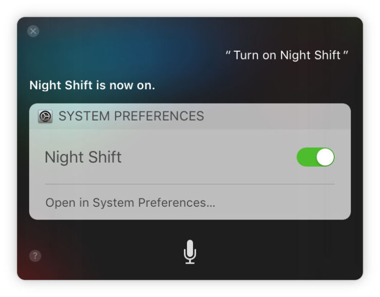 Cómo utilizar Siri en Mac: Turno de Noche