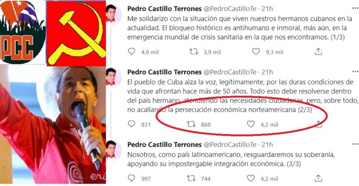 PEDRO CASTILLO DEFIENDE A GOBIERNO COMUNISTA DE CUBA ya