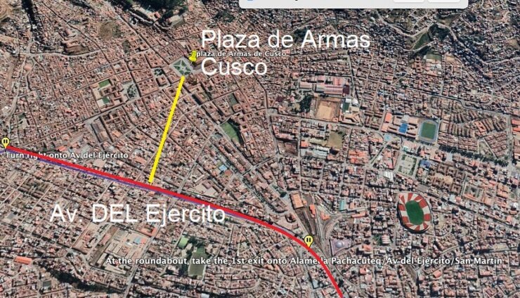 Plaza de armas Cusco y Av del Ejercito