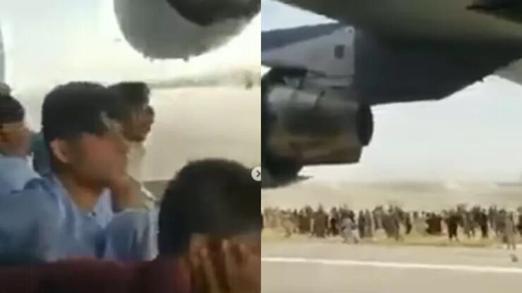 Video muestra a afganos tratando de aferrarse al fuselaje del avión estadounidense; Ver