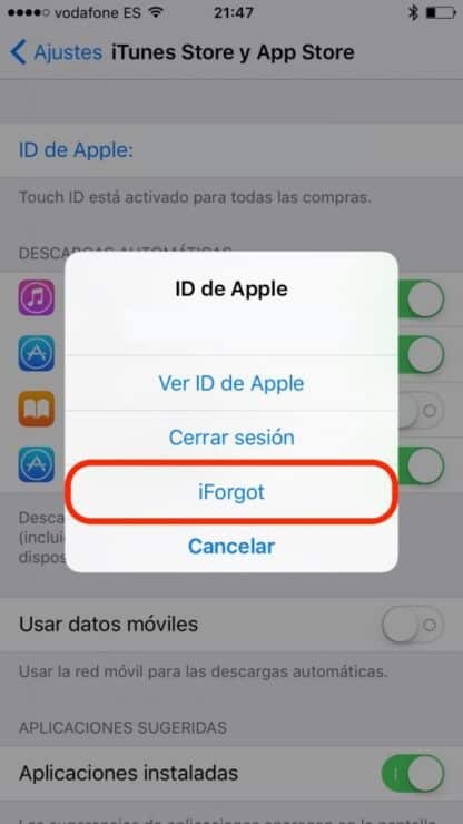Recuperar ID Apple
