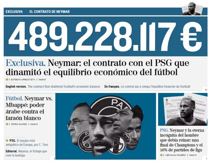 PSG desembolsa € 500.000 para tener a NEYMAR hasta 2025