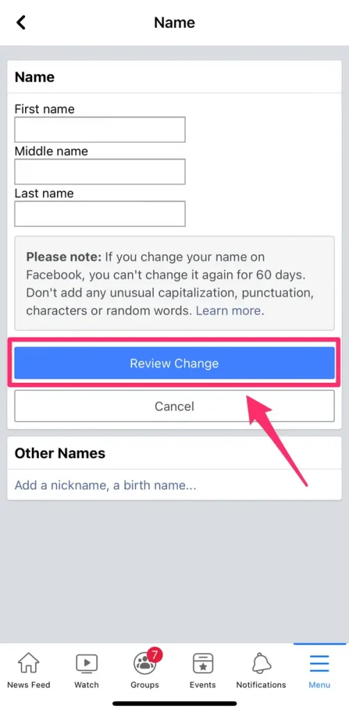 Como cambiar nombre en facebook