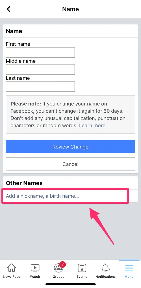 Como cambiar nombre en facebook