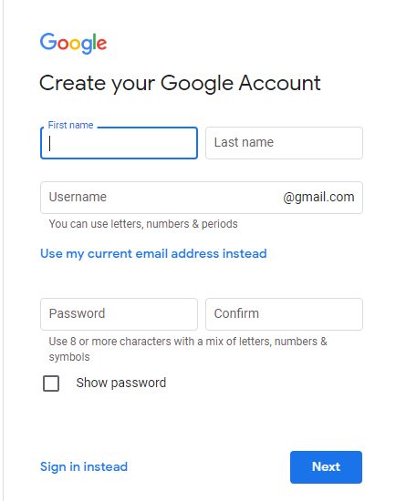 Crear cuenta gmail