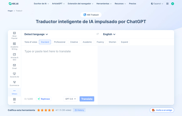 Revisión de HIX Traducir: Traductor Inteligente de IA Potenciado por ChatGPT